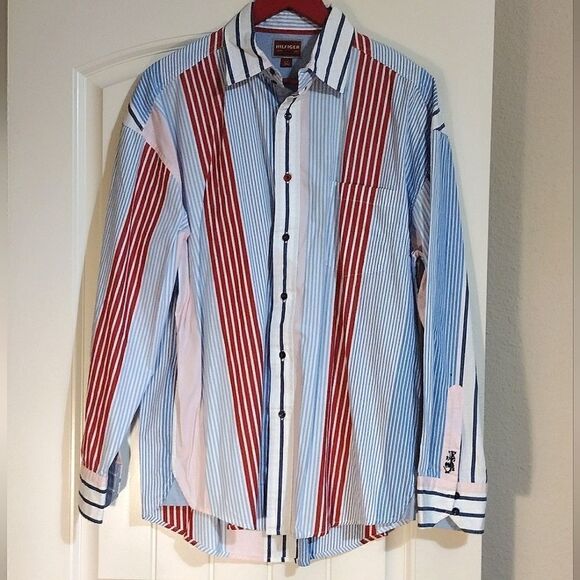 Set of Four Tommy Hilfiger Men's Size Large 100% Cotton Button Up Shirts - Picture 8 of 12